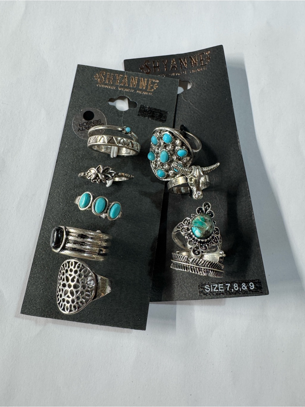 Shyanne Silver Tone Turquoise Accent Ring Set - Boho Stackable Styles
